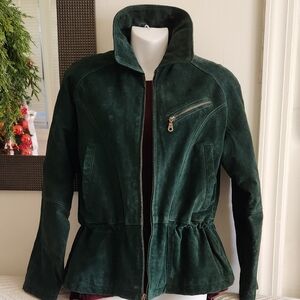 Dark Green Suede Flight Bomber Jacket